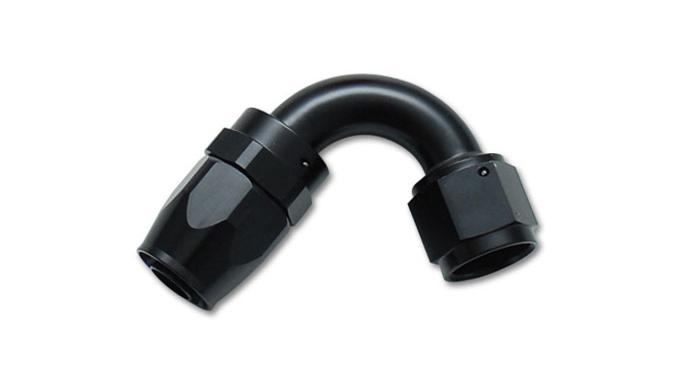 Vibrant -8AN 120 Degree Black Aluminum Swivel Elbow | Lightweight, Double PTFE O-Ring Seals, Anodized