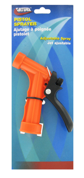 Durable Orange Pistol Nozzle | Adjustable Spray | Fits Standard Hose