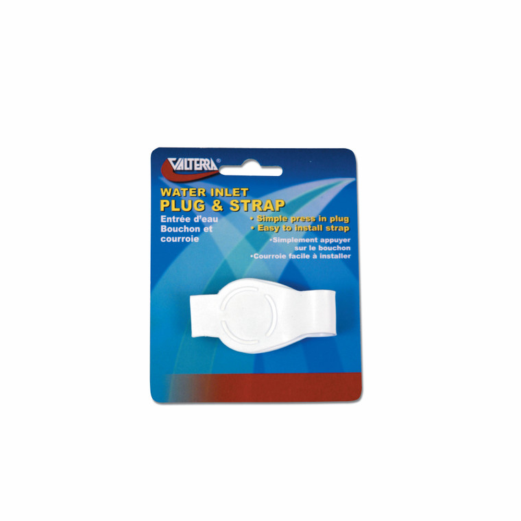 Durable White Plug & Strap Cap | Protect Fresh Water System | Easy Install | Valterra