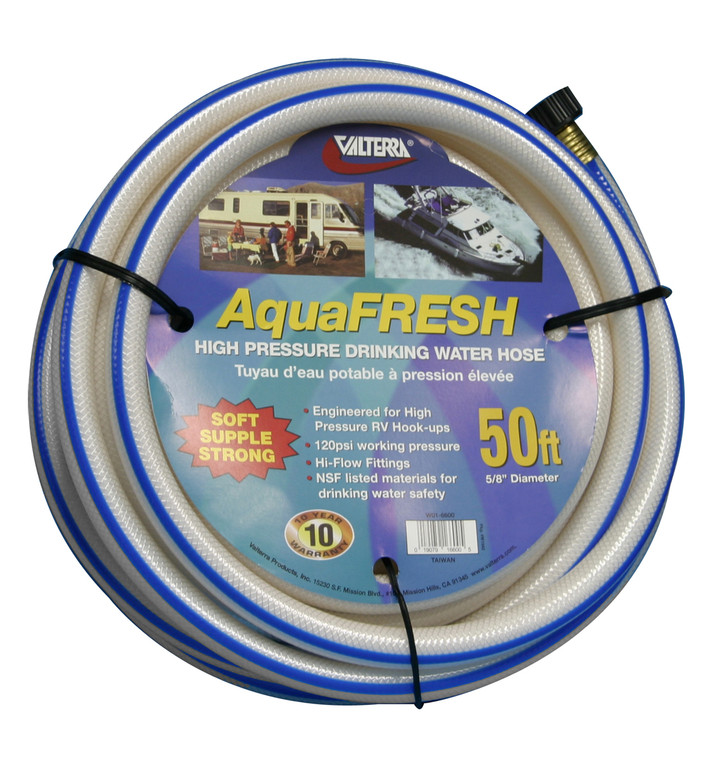 Valterra Aqua Fresh Non-Toxic Drinking Water Hose | 50ft, High Pressure, NSF Listed, Easy To Use