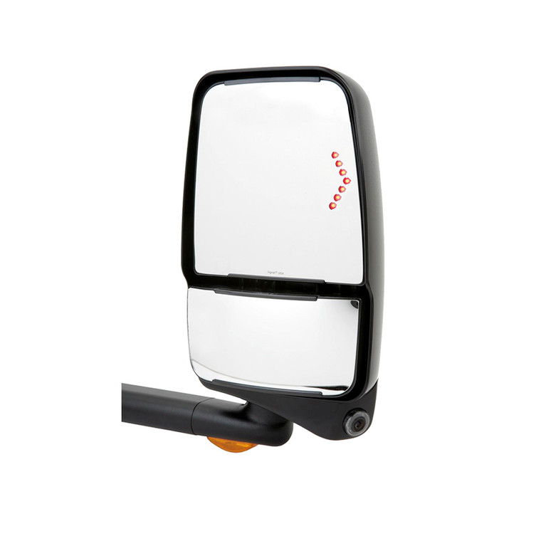 Premium Velvac Exterior Mirror | Fits E-Series Cutaway Van | Deluxe Head, Right Side, Remote Flat Glass/ Manual Convex Glass, With Heated Mirror, Lighted Arm & Color Camera