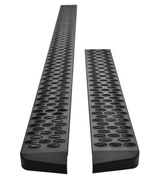 Durable Ford Transit-350 HD Running Board | Grate Steps, Textured Black Steel, Mounting Kit Required