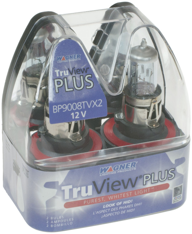 Wagner TruView PLUS Bulbs | Xenon Gas Charge | Pure White Light | 9008 OE Replacement