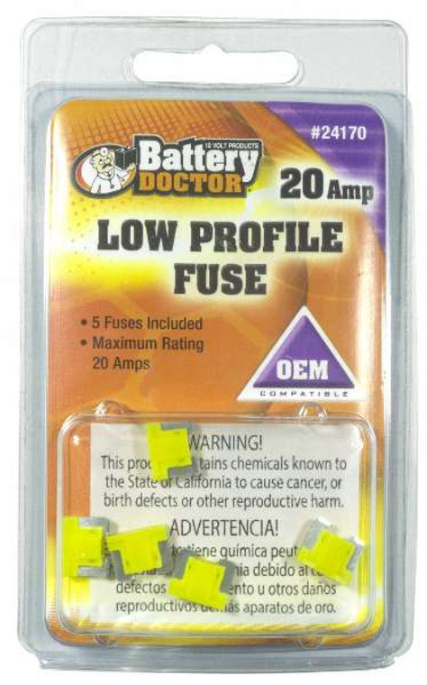 High Quality WirthCo Yellow Blade Fuse Pack | Designed for OEM Specifications | 20 Amp ATM Mini | Pack of 5