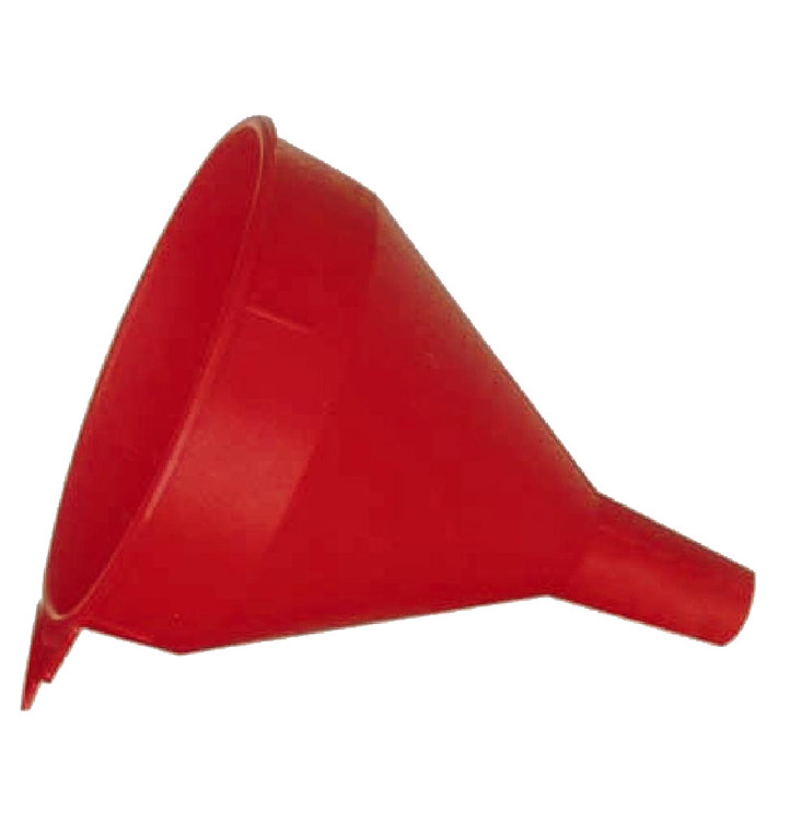 Polyethylene Round Funnel | 6 Quart Capacity, Easy Waste Disposal, Red, With Screen