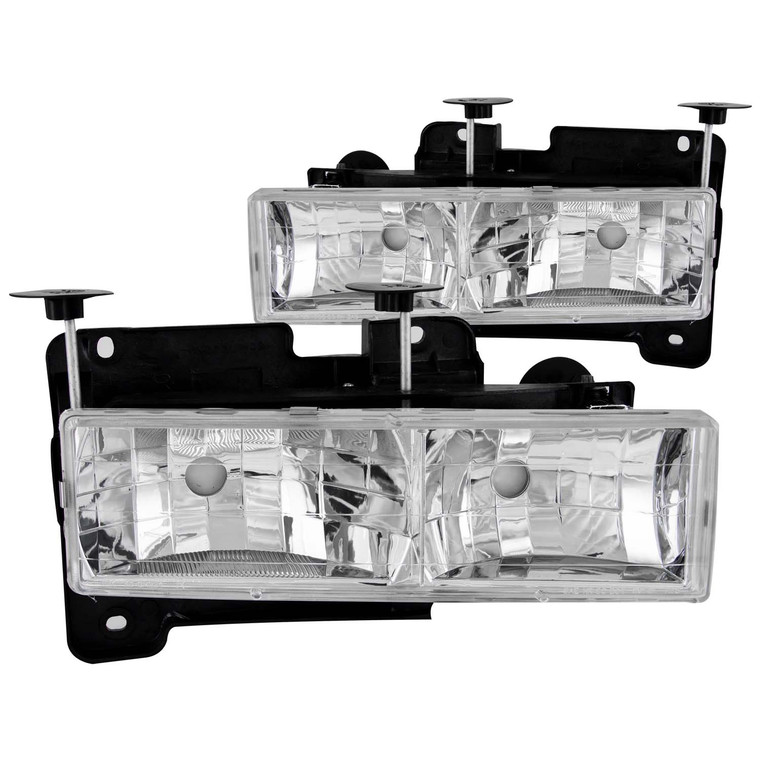 Transform your vehicle with ANZO USA Crystal Headlight Assemblies | Set Of 2 | Clear Lens | Chrome Plated Housing