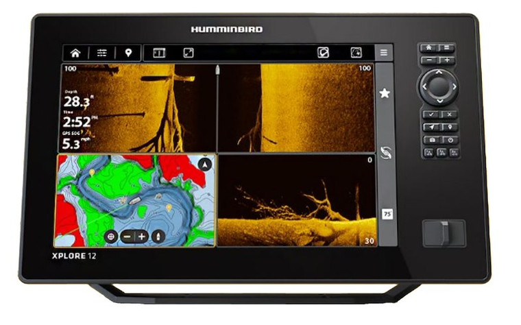 Humminbird Fish Finder 412020-1CHO XPLORE 12 CHO; Use To Find Fish; 12 Inch LCD Display; Touchscreen Interface; CHO Sonar; Preloaded With 13 USA And Canada Regions; With Humminbird LakeMaster And CoastMaster VX Mapping Card