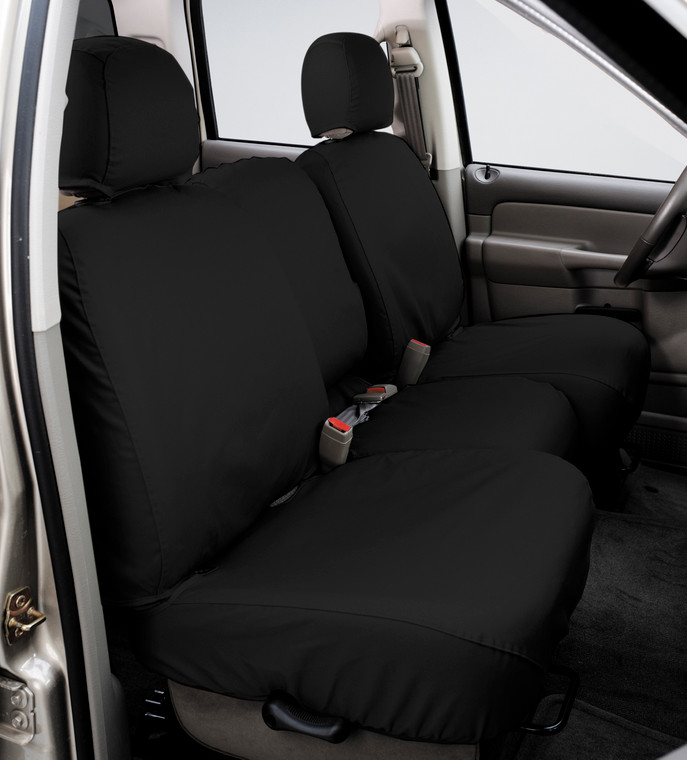 Fits 2018-2023 GMC Terrain Covercraft Seat Cover SS2548PCCH SeatSaver; Seat Style C - Bucket With Adjustable Headrests; Polycotton; Charcoal Black; Set Of 2