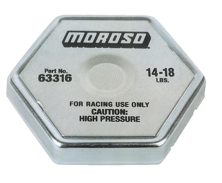 Moroso Hexagon Radiator Cap | 14-18 PSI, No Safety Release Lever, High Quality Steel