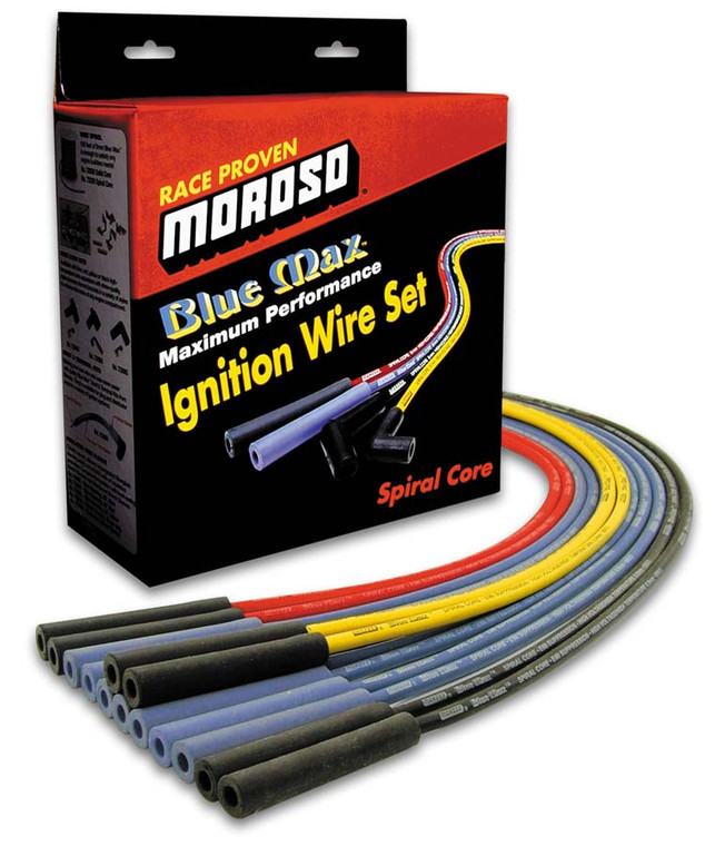 Moroso Blue Max Spark Plug Wire Set | Unassembled | Copper/ Stainless Steel | Black | 8MM | Spiral Core | 90 Degree Boot | OEM Quality