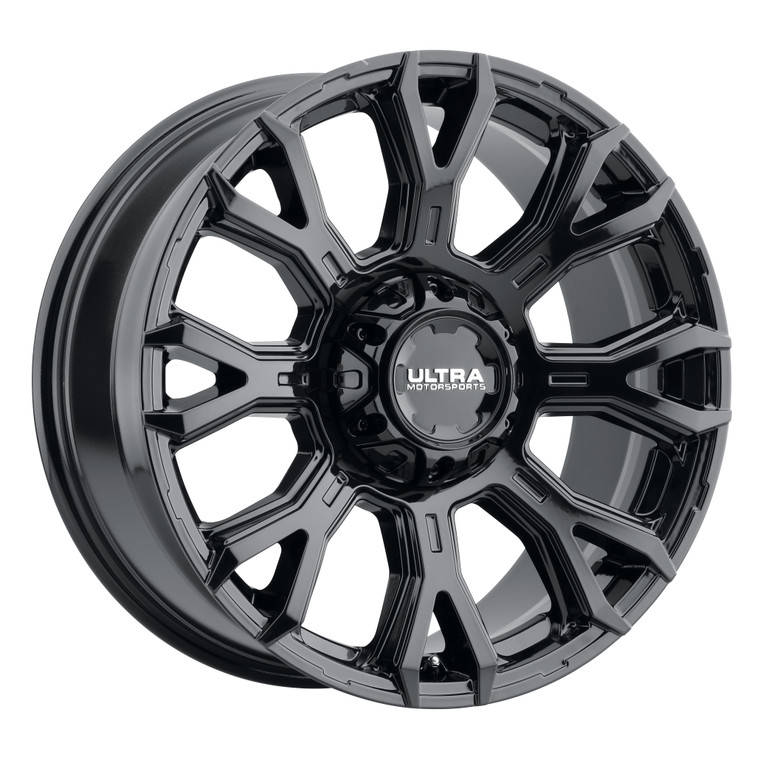 Superior 20x10 Gloss Black Wheel | Ultra Motorsports Logo Cap | TPMS Compatible