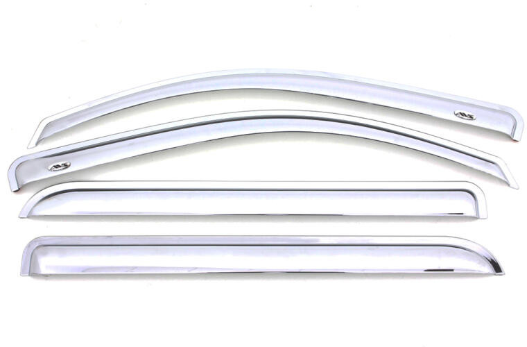 Fits 2017-2023 GMC Acadia Auto Ventshade Rainguard 684263 Ventvisor; Aerodynamic Design; Tape-On; Chrome; Thermoplastic; Set of 4