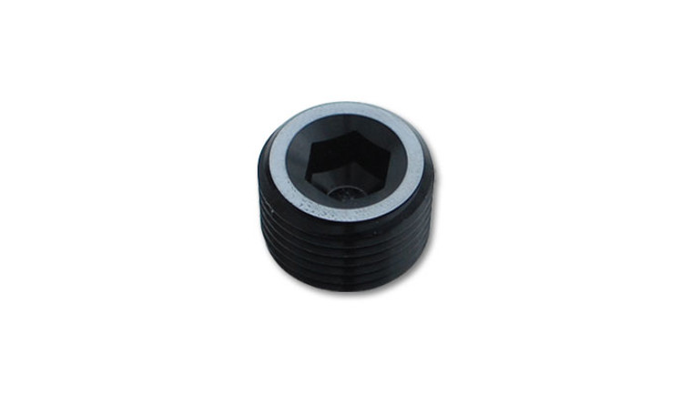 Vibrant Performance 3/8 Inch NPT Socket Style Pipe Plug Fitting | Easy Install & Long-lasting, Anodized Black Aluminum