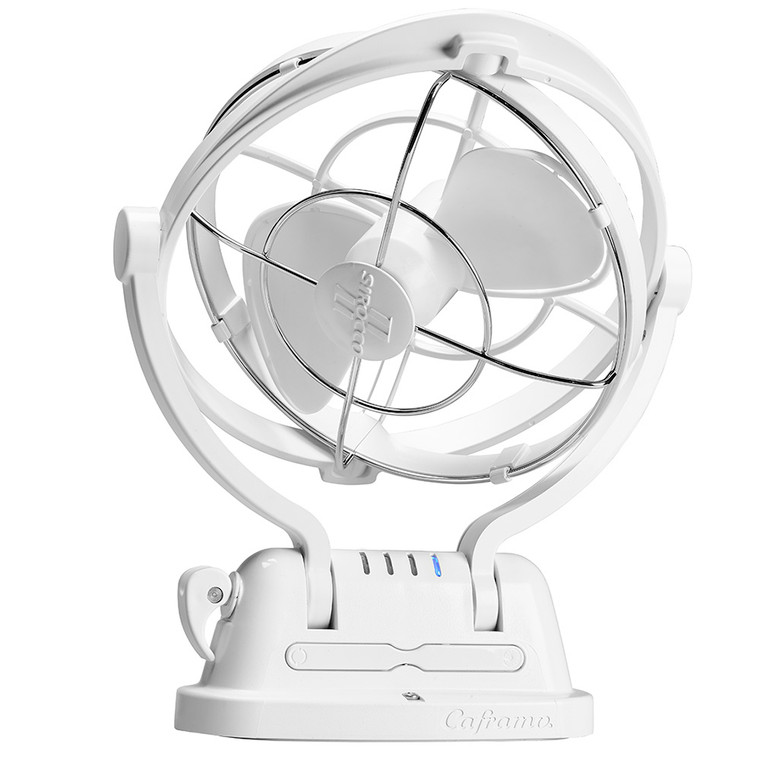 Caframo Limited Fan 7010CAWBX Sirocco II; 7 Inch; 3 Speed; Cabin Type; 12 Volt or 24 Volt; 2.7 Pounds; White; Push Button Control; 360 Degree Rotation; Gimbal Design