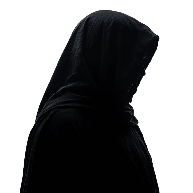 Hooded Robe Silhouette Closeup Vinyl Car Decal Sticker – Waterproof & UV-Resistant 4.0"