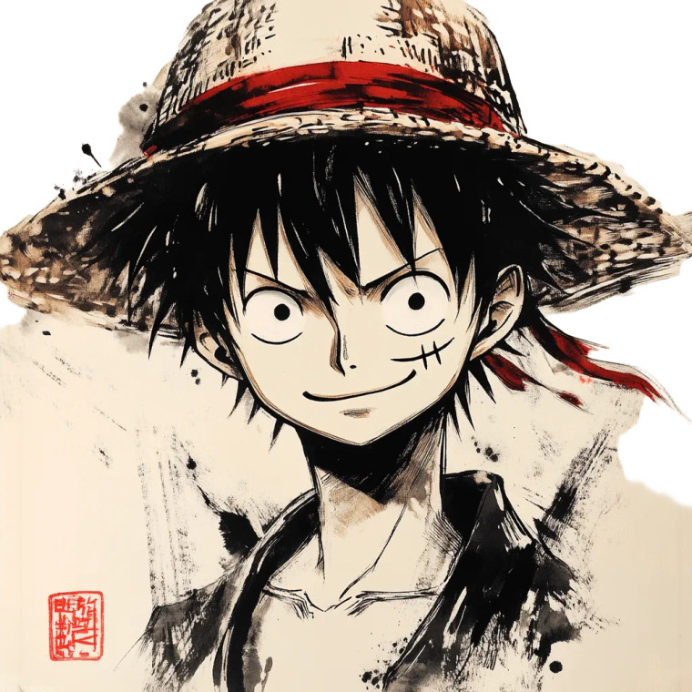 One Piece Luffy Ink Vinyl Car Decal Sticker – Waterproof & UV-Resistant 4.0"