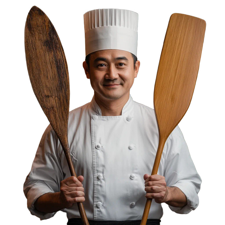 Asian Chef Wooden Paddle Vinyl Car Decal Sticker – Waterproof & UV-Resistant 4.0"