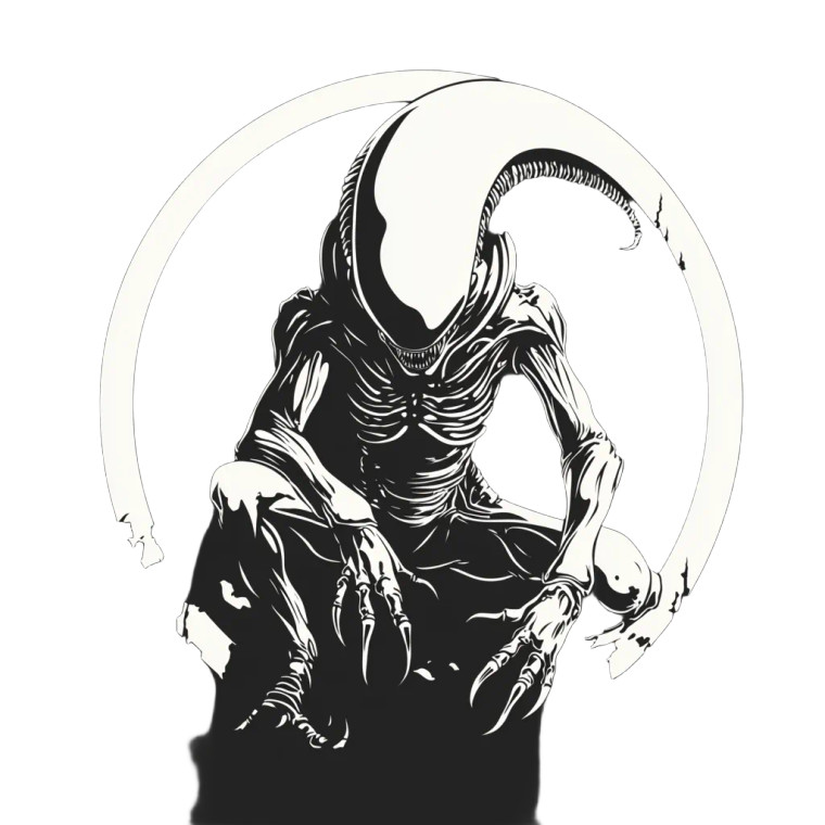 Cute White Xenomorph Logo Vinyl Car Decal Sticker – Waterproof & UV-Resistant 4.0"