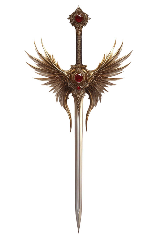 Elegant Winged Sword Ruby Vinyl Car Decal Sticker – Waterproof & UV-Resistant 4.0"