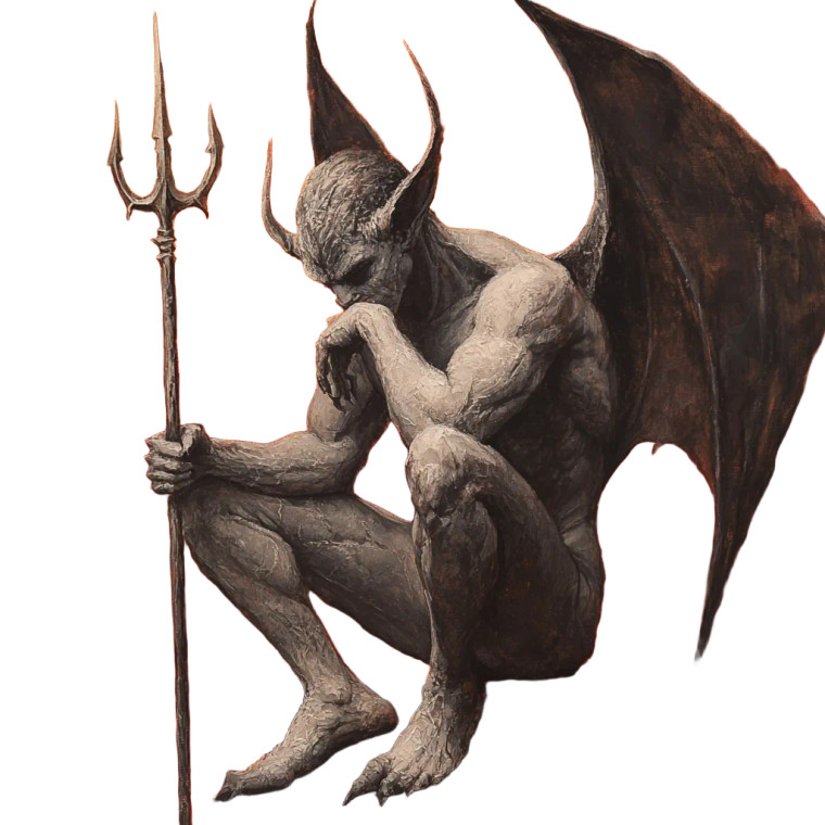 Female Gargoyle Trident Hell Vinyl Car Decal Sticker – Waterproof & UV-Resistant 4.0"