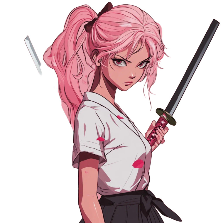 Japanese Schoolgirl Warrior Vinyl Car Decal Sticker – Waterproof & UV-Resistant 4.0"