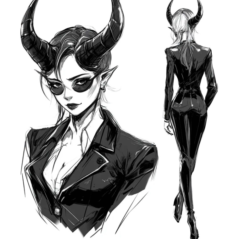 Jrpg Devil Woman Sheet Vinyl Car Decal Sticker – Waterproof & UV-Resistant 4.0"