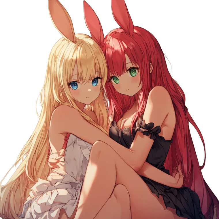 Kawaii Rabbit Girls Affection Vinyl Car Decal Sticker – Waterproof & UV-Resistant 4.0"