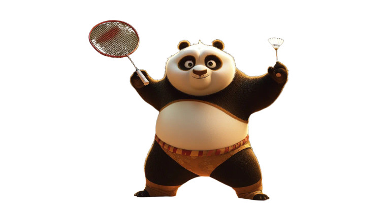 Kung Fu Panda Badminton Vinyl Car Decal Sticker – Waterproof & UV-Resistant 7.14"
