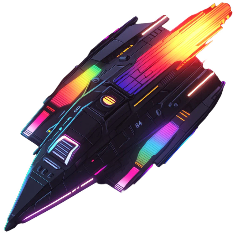 Pixel Spaceship Rainbow Trim Vinyl Car Decal Sticker – Waterproof & UV-Resistant 4.0"