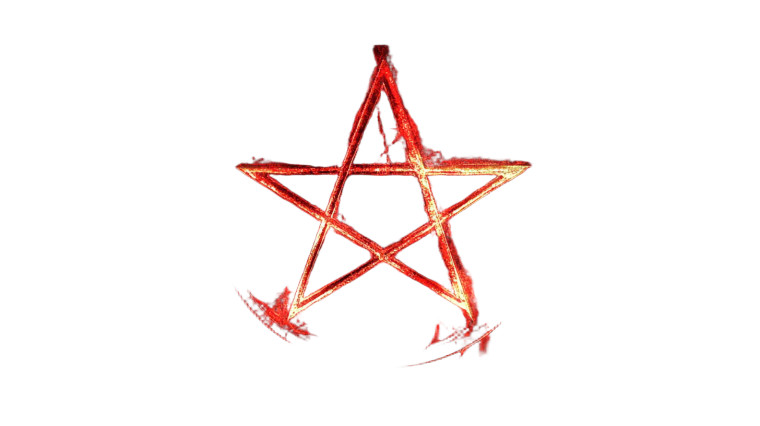 Red Glowing Pentagram Black Vinyl Car Decal Sticker – Waterproof & UV-Resistant 7.14"