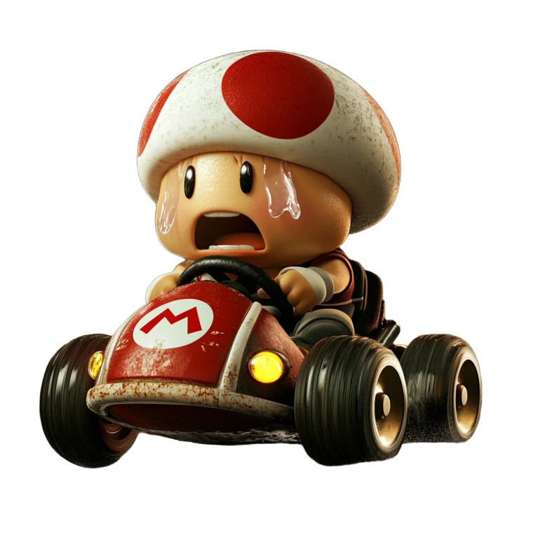 Toad Mario Kart Crying Vinyl Car Decal Sticker – Waterproof & UV-Resistant 4.0"