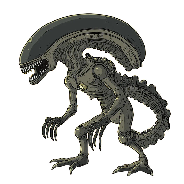 Xenomorph Futurama Style Vinyl Car Decal Sticker – Waterproof & UV-Resistant 4.0"