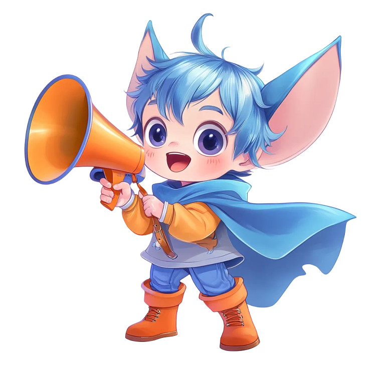 Chibi Elf Megaphone Cheerful Vinyl Car Decal Sticker – Waterproof & UV-Resistant 4.0"