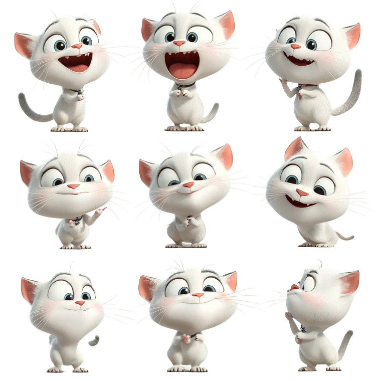 Cute 3D Cat Poses Vinyl Car Decal Sticker – Waterproof & UV-Resistant 4.0"