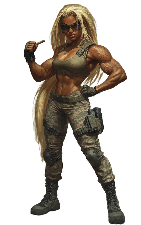 Muscular Soldier Woman Cigar Vinyl Car Decal Sticker – Waterproof & UV-Resistant 4.0"