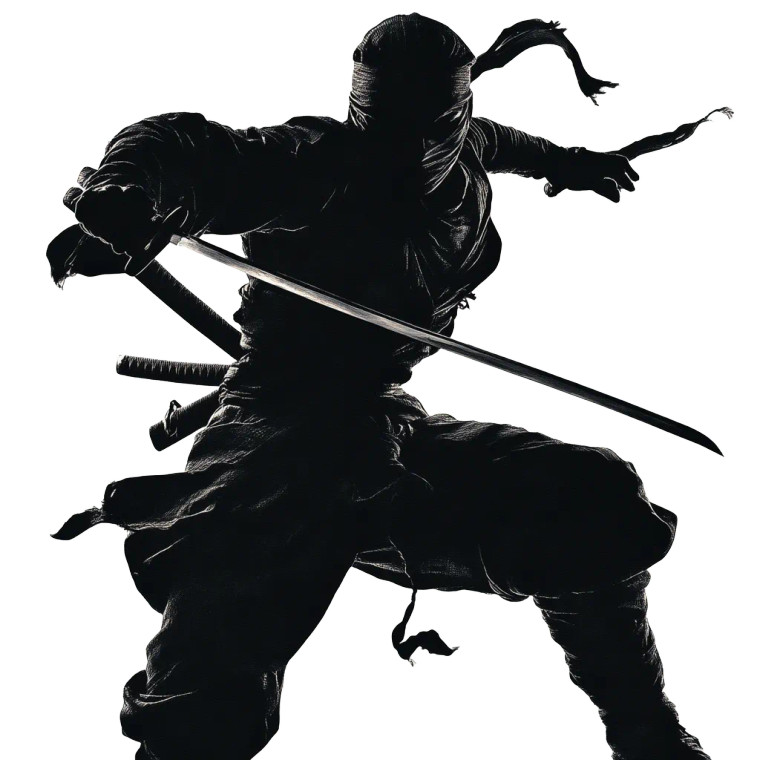 Ninja Silhouette White Background Vinyl Car Decal Sticker – Waterproof & UV-Resistant 4.0"