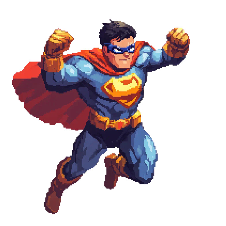 Pixel Super Hero Pose Vinyl Car Decal Sticker – Waterproof & UV-Resistant 4.0"