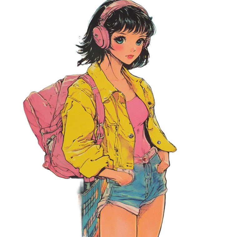 1980S City Pop Anime Vinyl Car Decal Sticker – Waterproof & UV-Resistant 4.0"