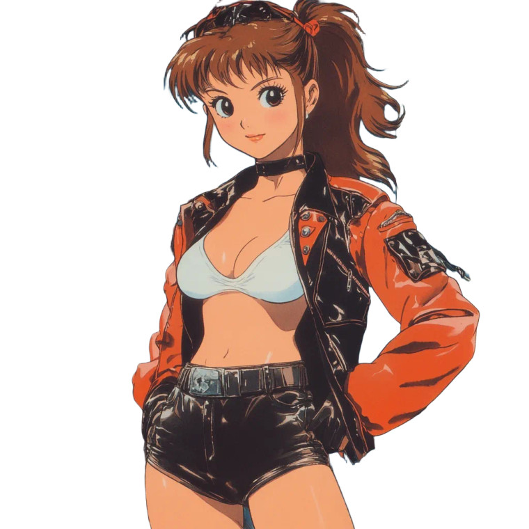 80S Anime Girl Leather Vinyl Car Decal Sticker – Waterproof & UV-Resistant 4.0"