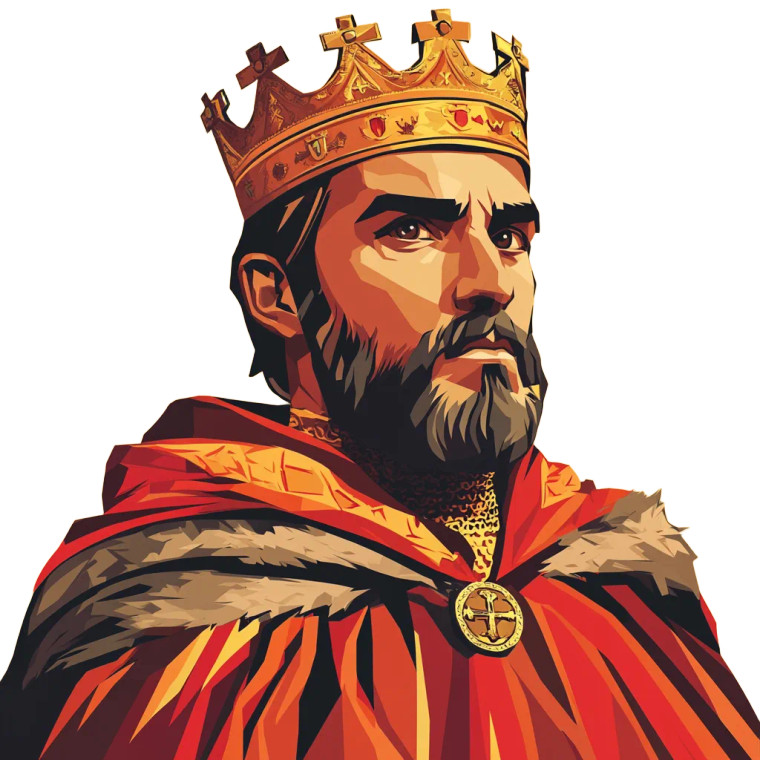 Charlemagne Portrait Minimalistic Vinyl Car Decal Sticker – Waterproof & UV-Resistant 4.0"