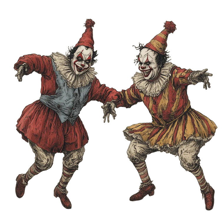 Clowns Dancing Circus Vinyl Car Decal Sticker – Waterproof & UV-Resistant 4.0"