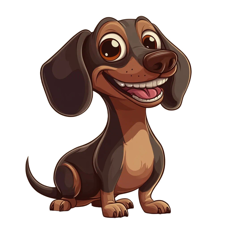 Happy Dachshund Smile Cartoon Vinyl Car Decal Sticker – Waterproof & UV-Resistant 4.0"