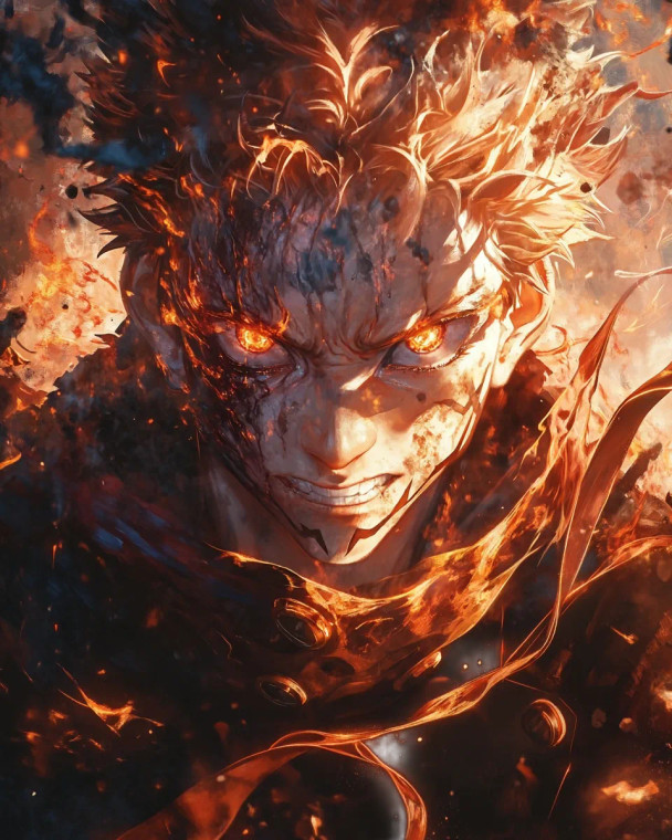 Jujutsu Kaisen Satoro Fire Portrait Vinyl Car Decal Sticker – Waterproof & UV-Resistant 4.0"