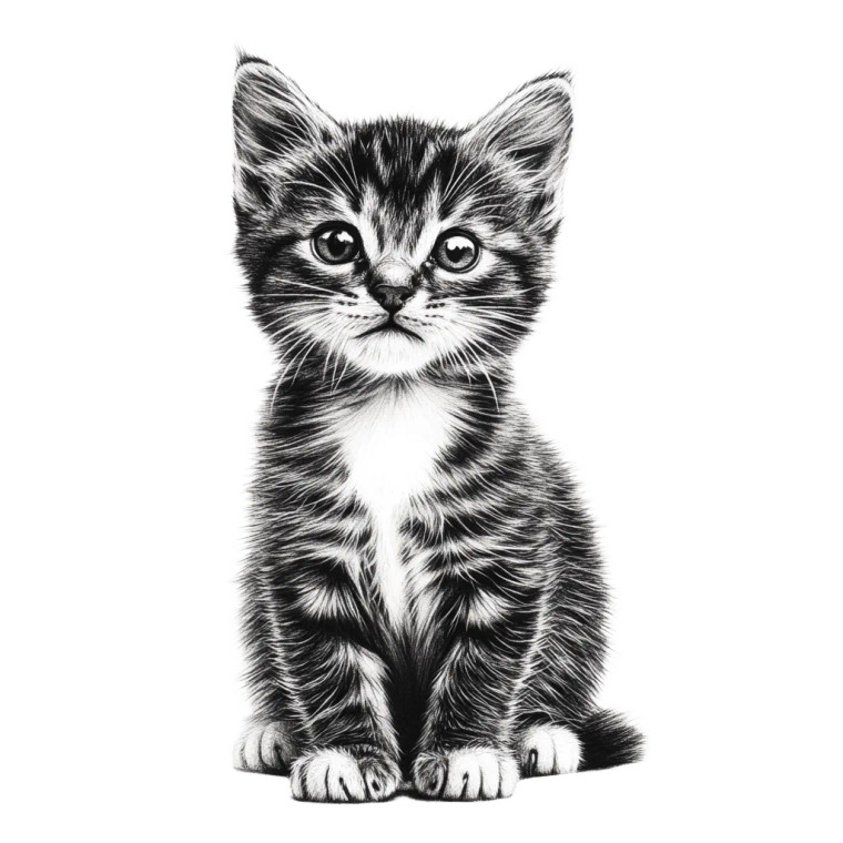 Kitten Sitting Looking White Vinyl Car Decal Sticker – Waterproof & UV-Resistant 4.0"