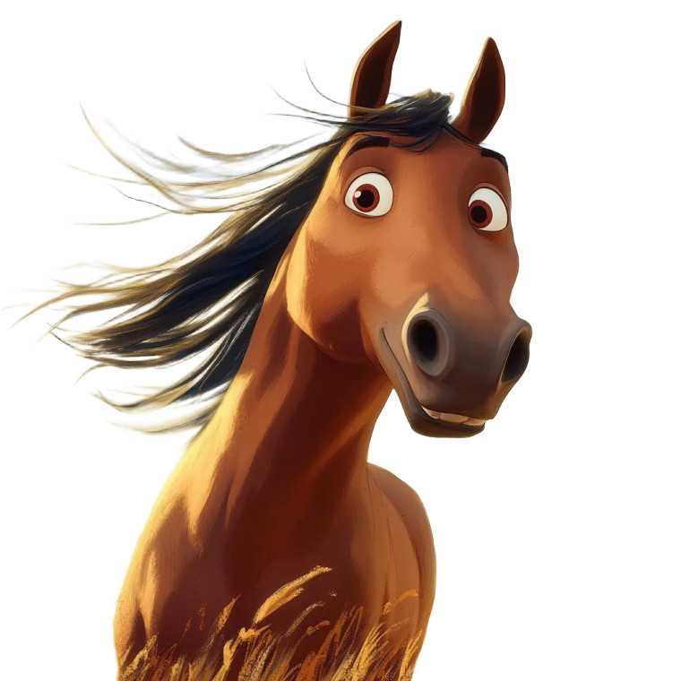 Majestic Brown Horse Pixar Vinyl Car Decal Sticker – Waterproof & UV-Resistant 4.0"