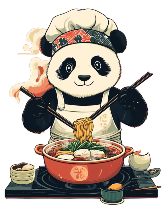 Panda Chef Ramen Cooking Vinyl Car Decal Sticker – Waterproof & UV-Resistant 4.11"