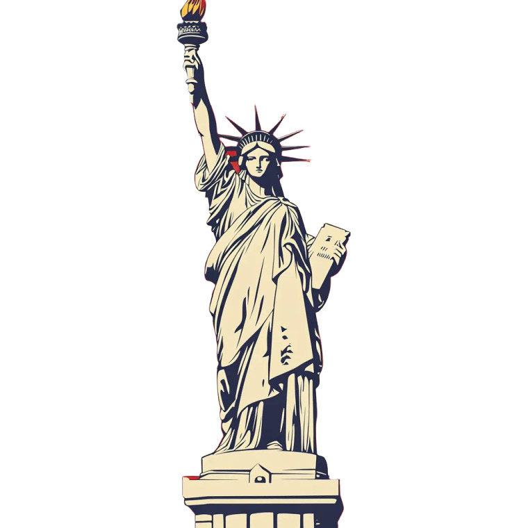 Statue Liberty Flag Vinyl Car Decal Sticker – Waterproof & UV-Resistant 4.0"