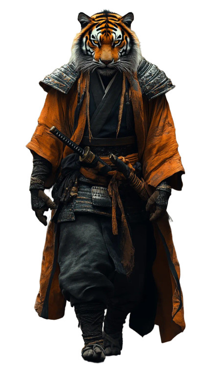 Tiger Samurai Forest Path Vinyl Car Decal Sticker – Waterproof & UV-Resistant 4.85"