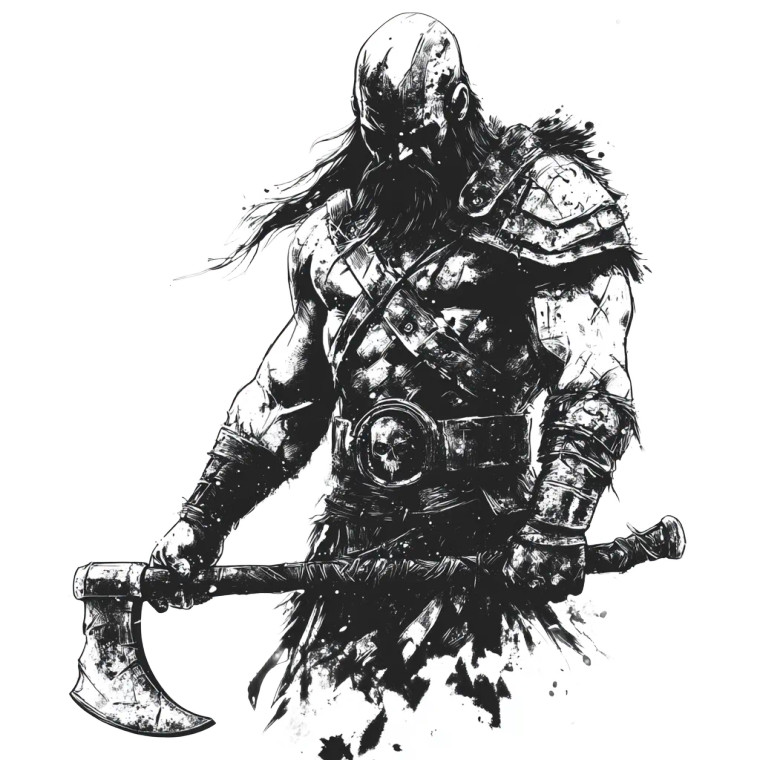 80S Comic Warrior Axe Vinyl Car Decal Sticker – Waterproof & UV-Resistant 4.0"