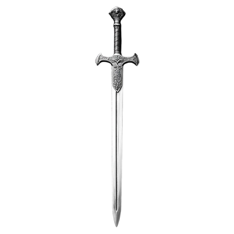 Black White Medieval Sword Vinyl Car Decal Sticker – Waterproof & UV-Resistant 4.0"